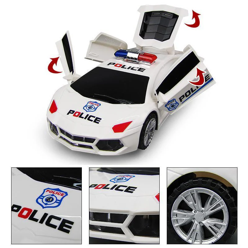 360 Degree Rotary Wheels Musical LED Lighting Electronic Police Car - Image 3
