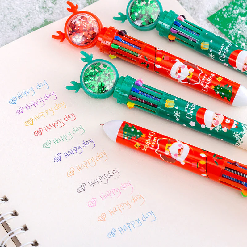 Cute Christmas Glitter Pen Set - Image 4