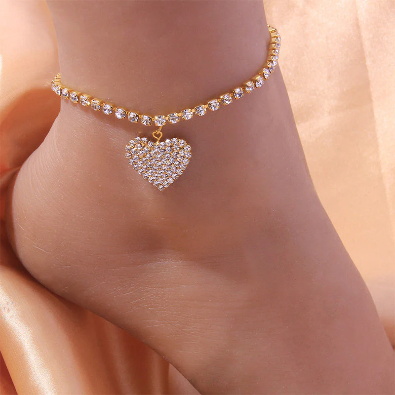 Fashion Heart Rhinestone Anklets - Image 2