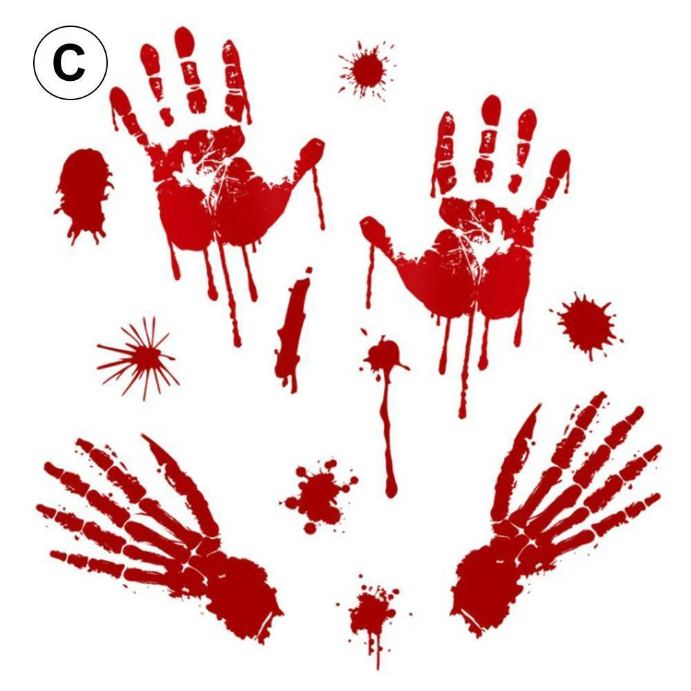 Halloween blood hand footprints wall stickers - Image 11