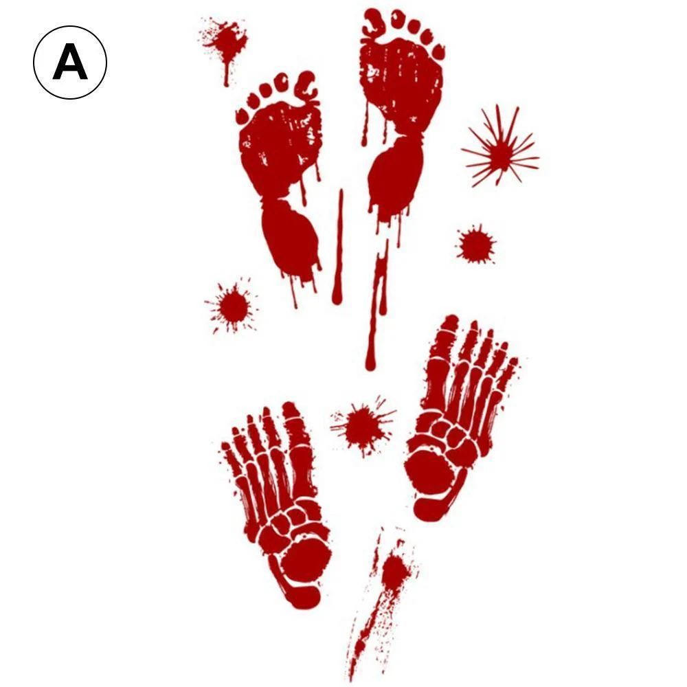 Halloween blood hand footprints wall stickers - Image 5