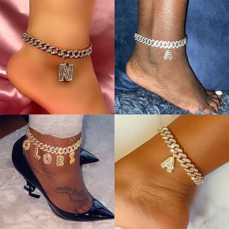 Hip Hop Initial Letters Pendant Anklets - Image 8