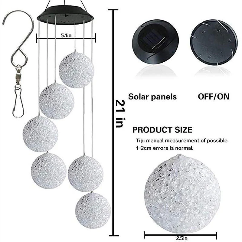 Outdoor Solar Particle Ball Wind Chime Lights - Image 3