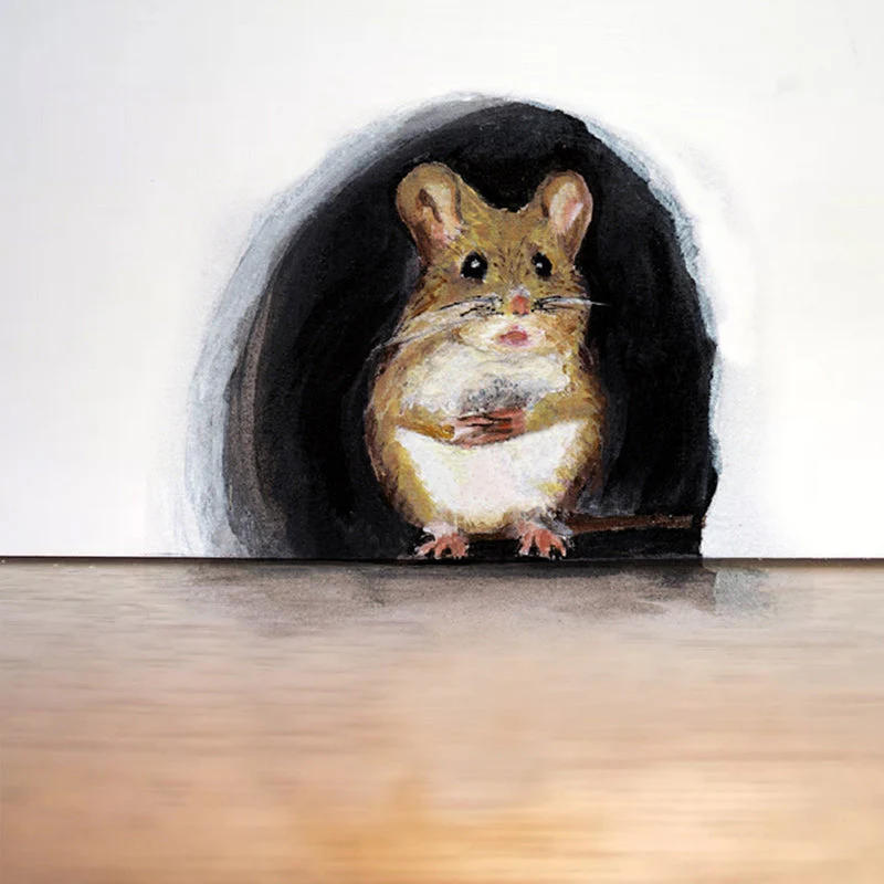 Realistic 3D Mouse Hole Wall Stickers - Image 8
