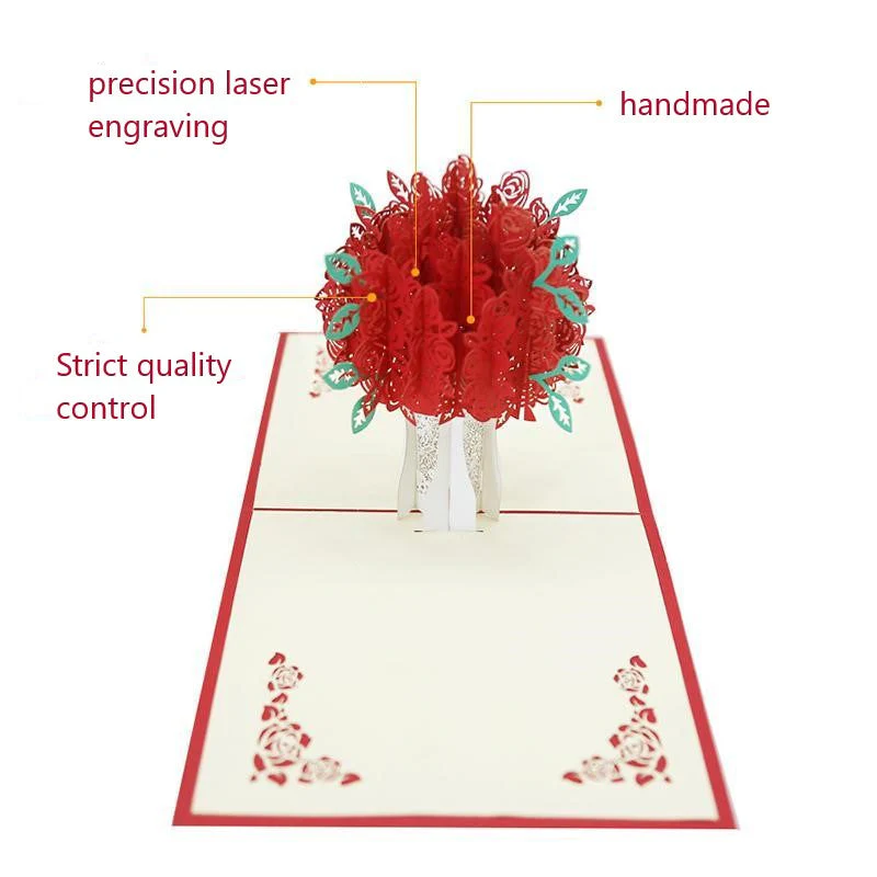 Rose Bouquet Pop-up Card - Valentine's Day Card - Image 3
