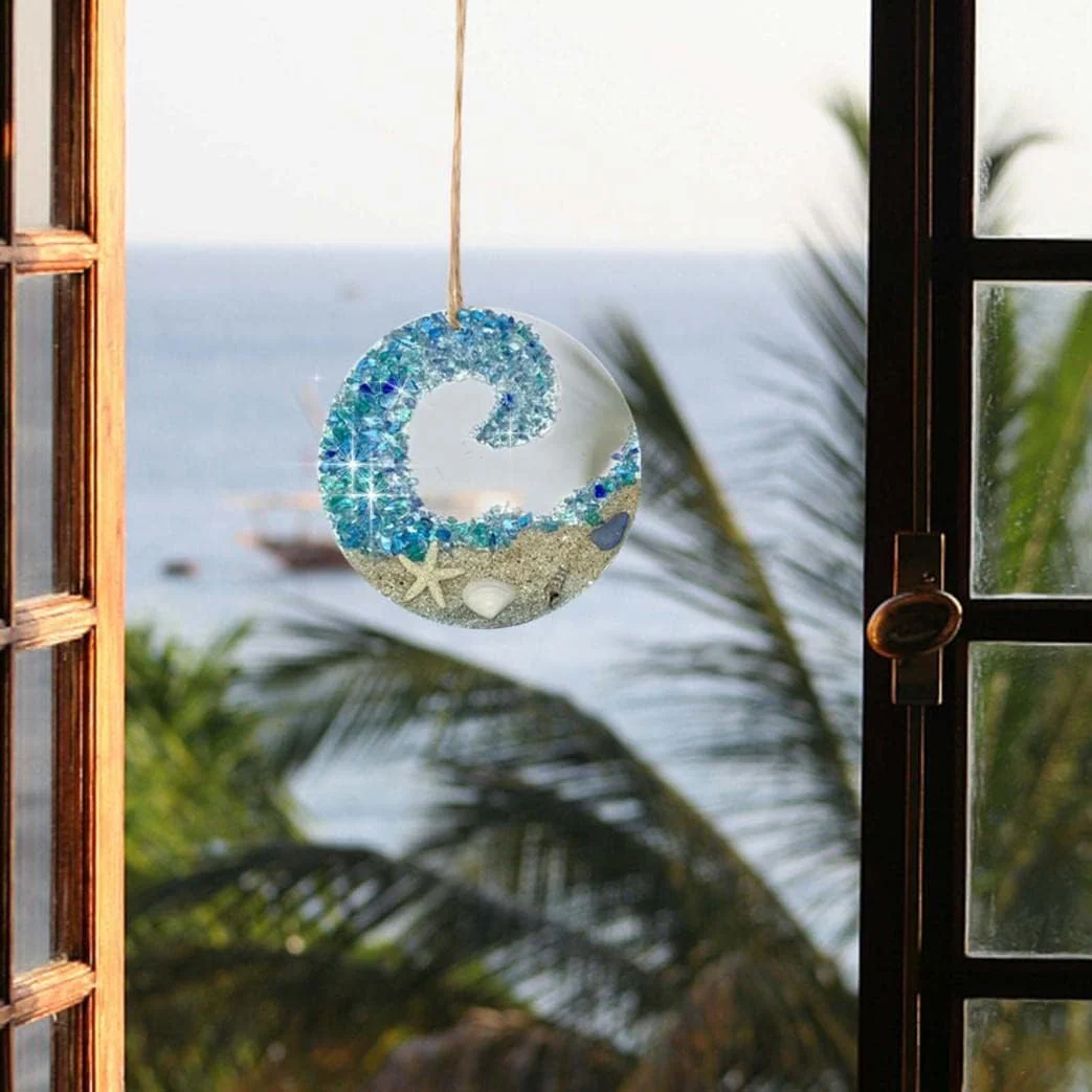 Sea Glass Suncatcher - Ocean Crashing Wave Beach Ornament - Image 6
