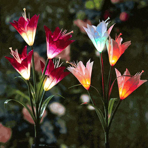 Solar Powered LED Flower Stake Set - Image 2