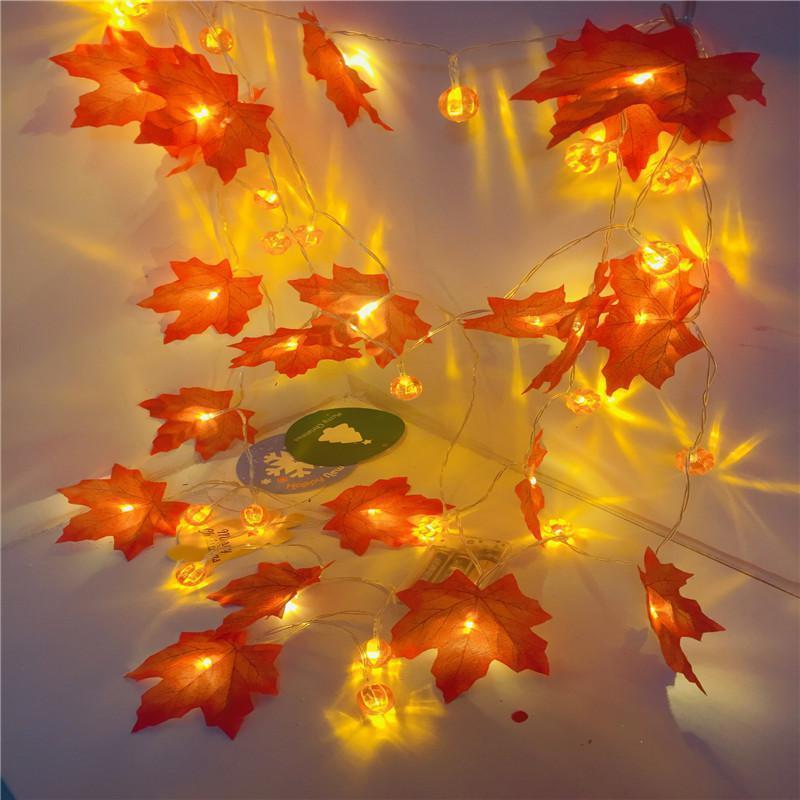 Thanksgiving Décor Fall Maple Leaf String Lights - Image 2