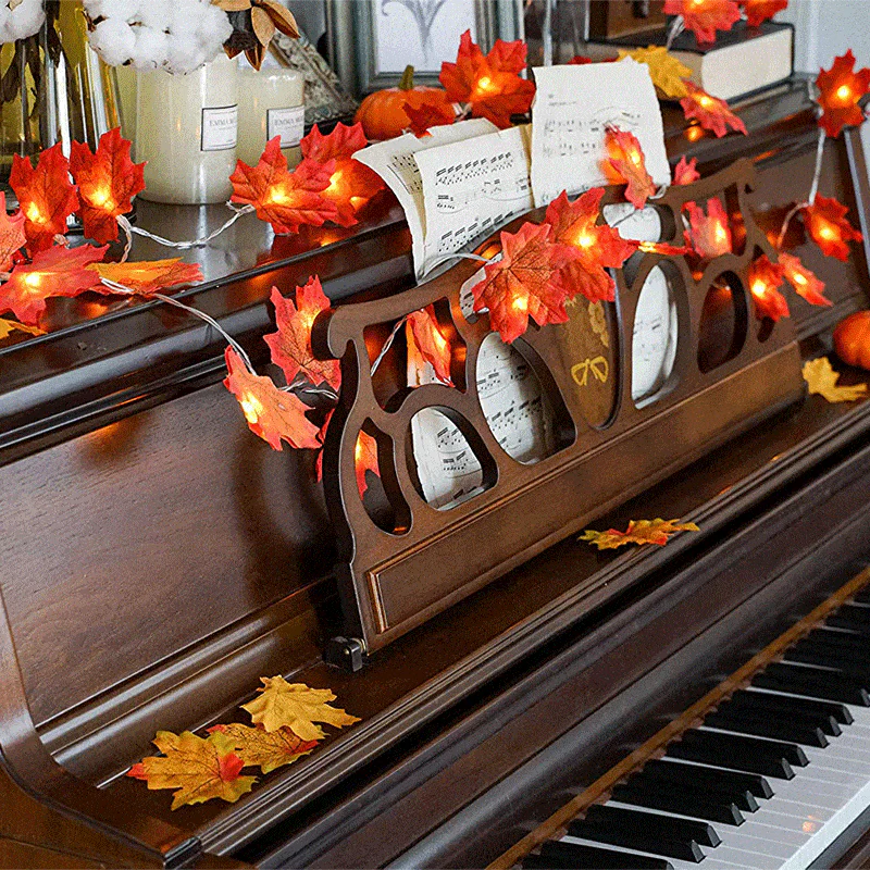 Thanksgiving Décor Fall Maple Leaf String Lights - Image 3